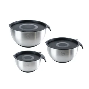 Bowls de acero con tapa Set x 3 Negro